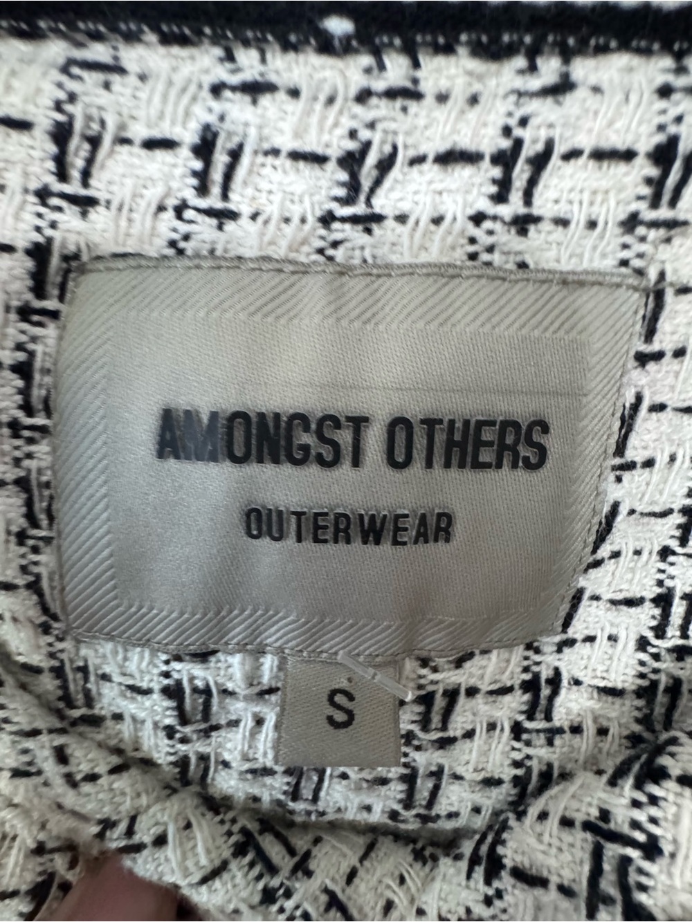NWT Amongst Others Men’s S Tweed Shacket Black White Textured Overshirt - Picture 3 of 5